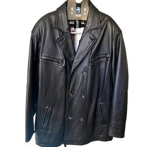 Pelle Studio Wilson’s Men’s Double Breasted Genuine Leather Black L Coat Jacket